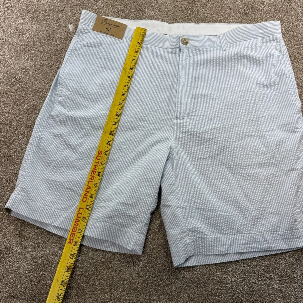 NEW Roundtree & Yorke Casuals Mens 42 Striped Seersucker Relaxed Shorts Casual